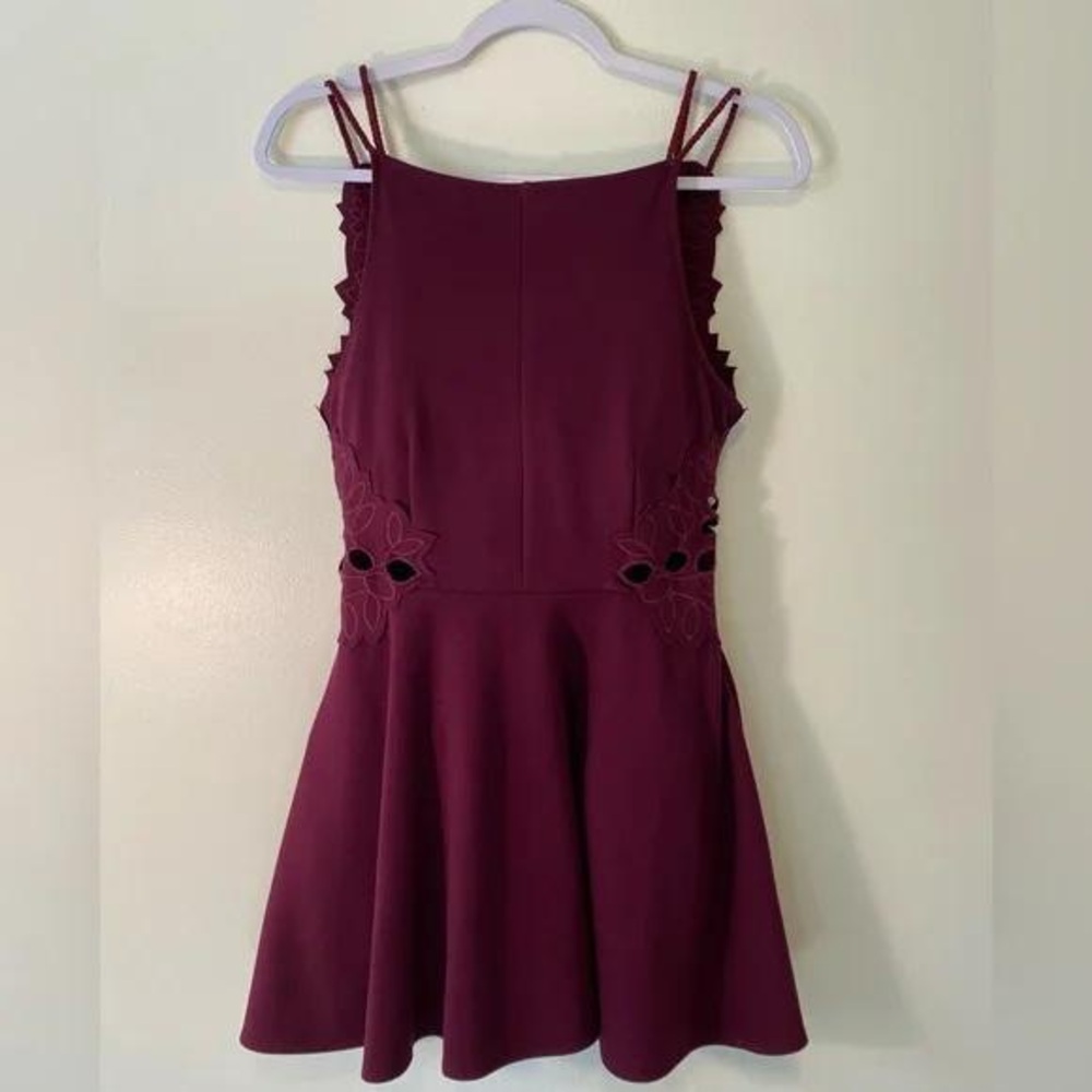 Burgundy Sleeveless Dress with Cutout Details